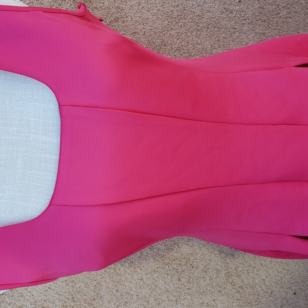 Boston Proper pink scuba fit and flare forget me knot dress - Picture 2 of 12